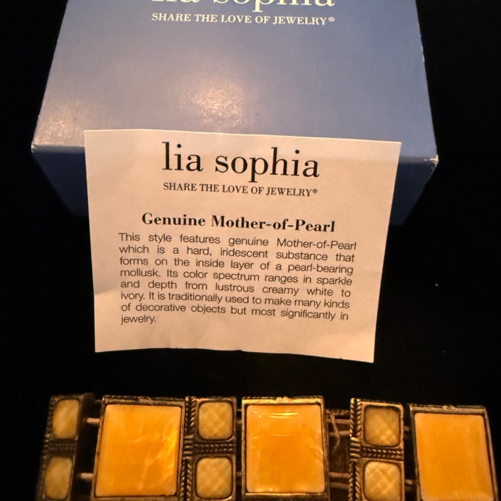 LIA SOPHIA Yellow Mother of Pearl Bracelet in original box
